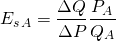\[E_s_A = \frac{\Delta Q}{\Delta P} \frac{P_A}{Q_A} \]