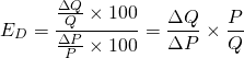  \[E_D = \frac{\frac{\Delta Q}{Q} \times 100}{\frac{\Delta P}{P} \times 100} = \frac{\Delta Q}{\Delta P} \times \frac{P}{Q} \]