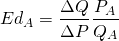 \[Ed_A = \frac{\Delta Q}{\Delta P} \frac{P_A}{Q_A} \]