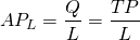 \[AP_L = \frac{Q}{L} =\frac{TP}{L}\] 